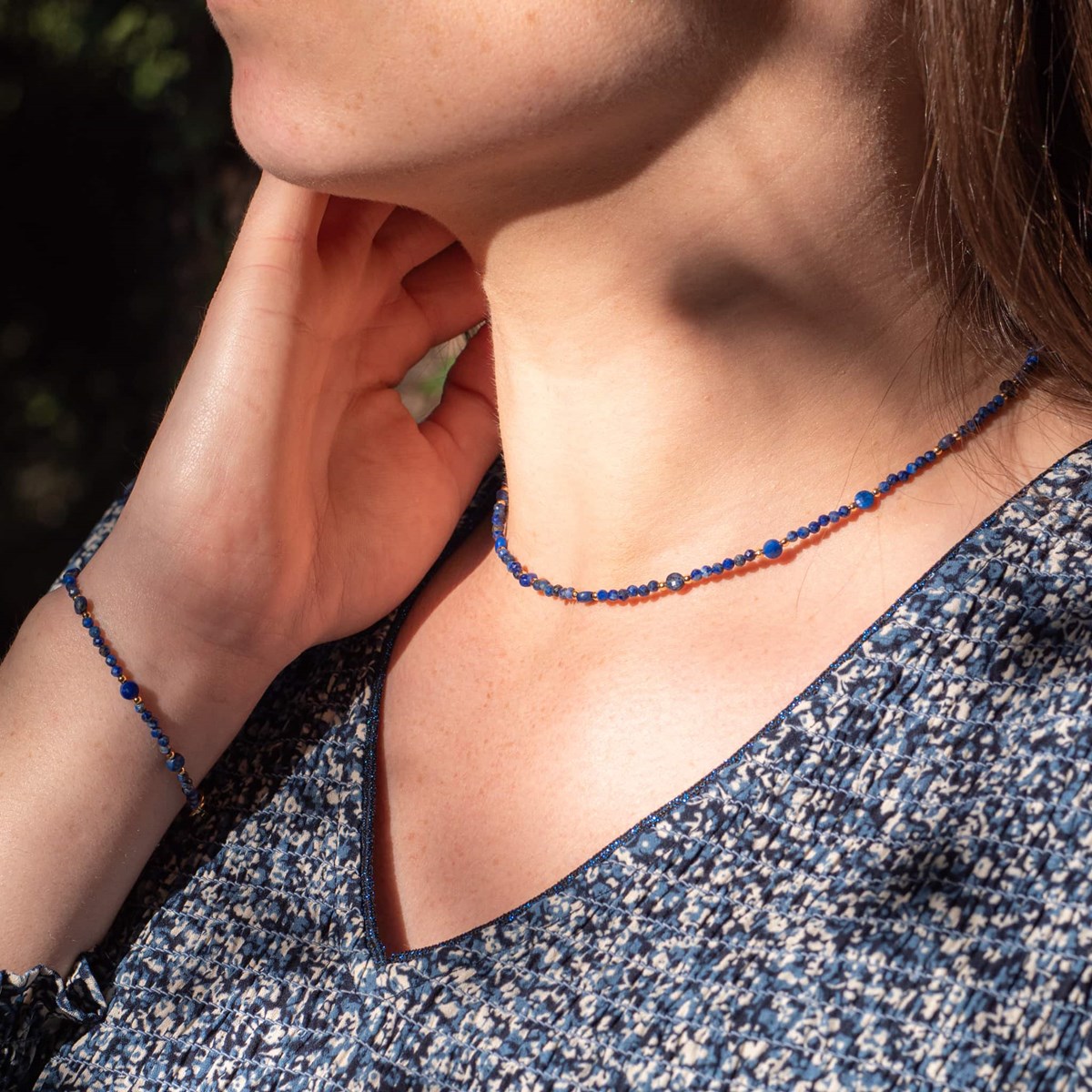 Collier et bracelet Paloma en pierres Lapis-lazuli