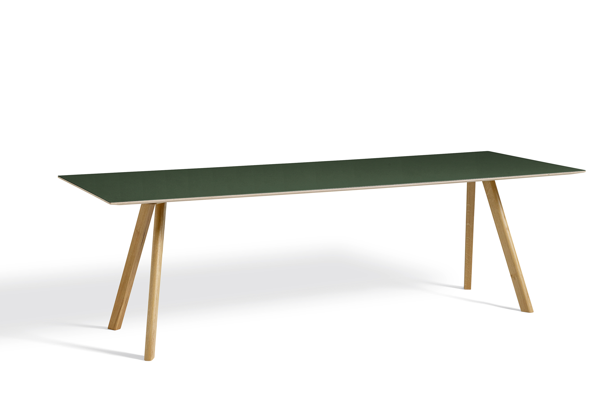 Eettafel CPH 30 250x90 mat gelakt onderstel linoleum groen blad
