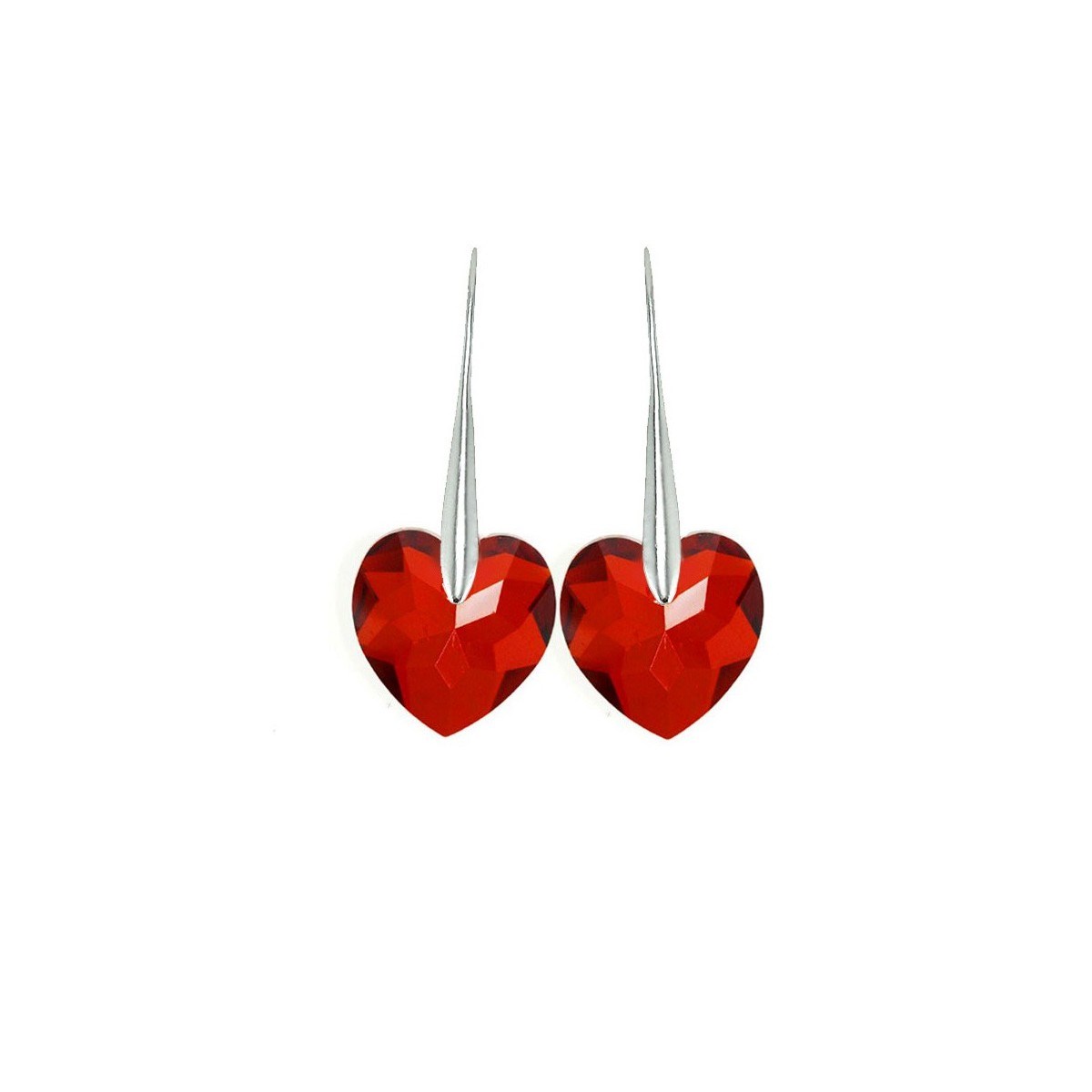 Parure collier et boucles d'oreilles coeurs SC Crystal orneés de Cristaux scintillants