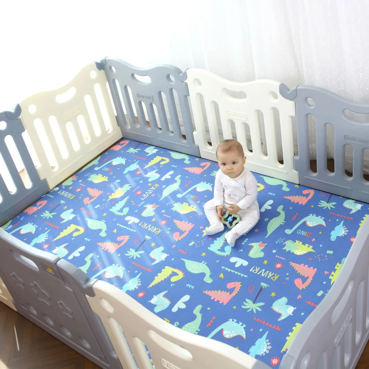 Baby Care Clôture de Jeux - Blanc  Gris