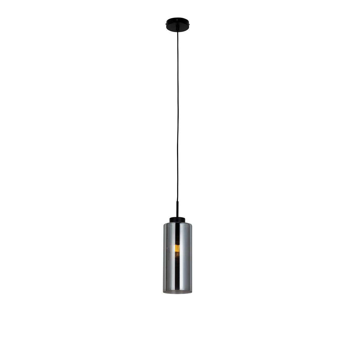 Art Deco hanglamp zwart met smoke glas - Laura