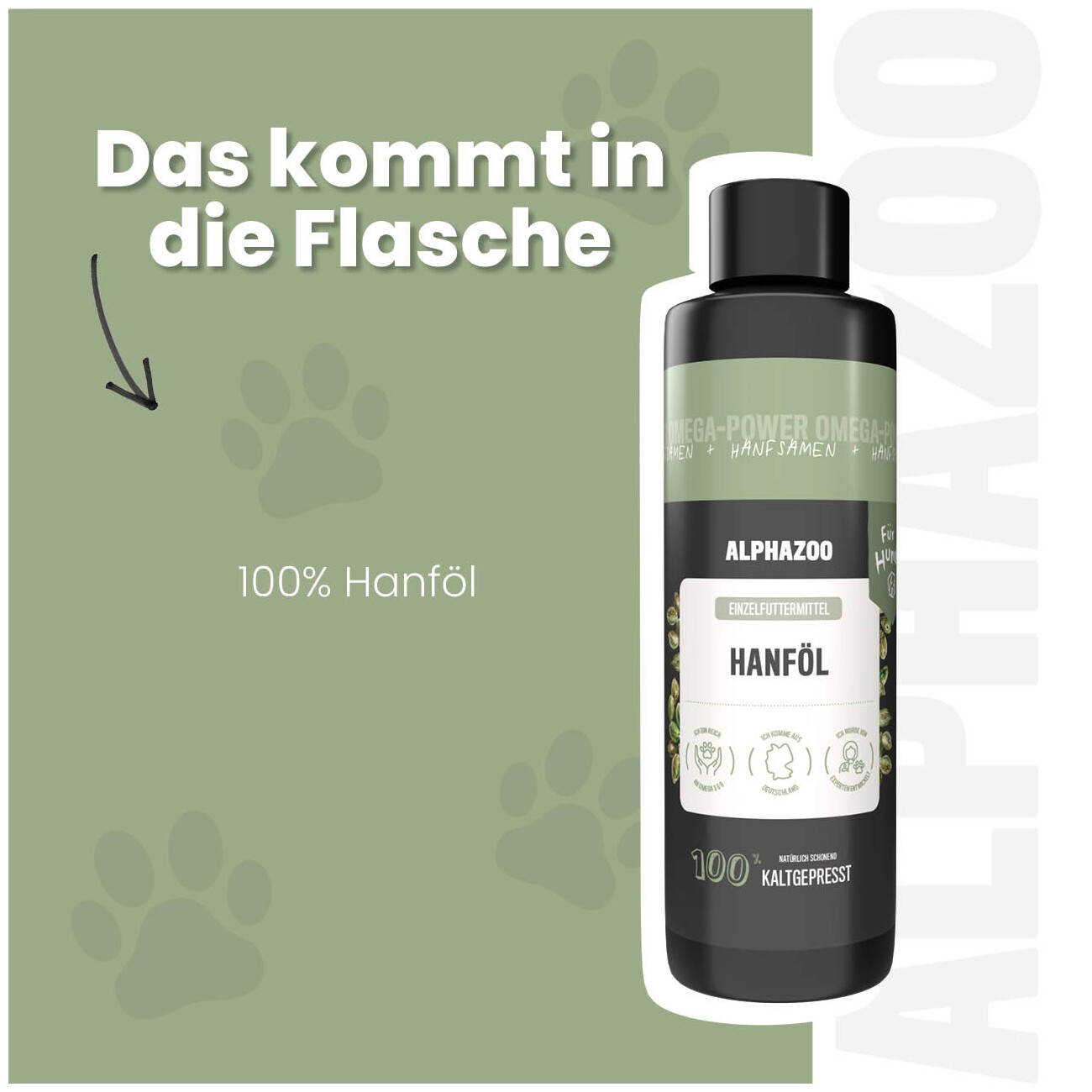 ALPHAZOO Premium Hanföl für Hunde I Entspannung und Fellglanz