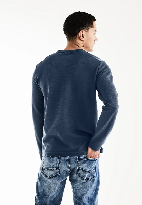 Struktur Langarmshirt - dark dust blue