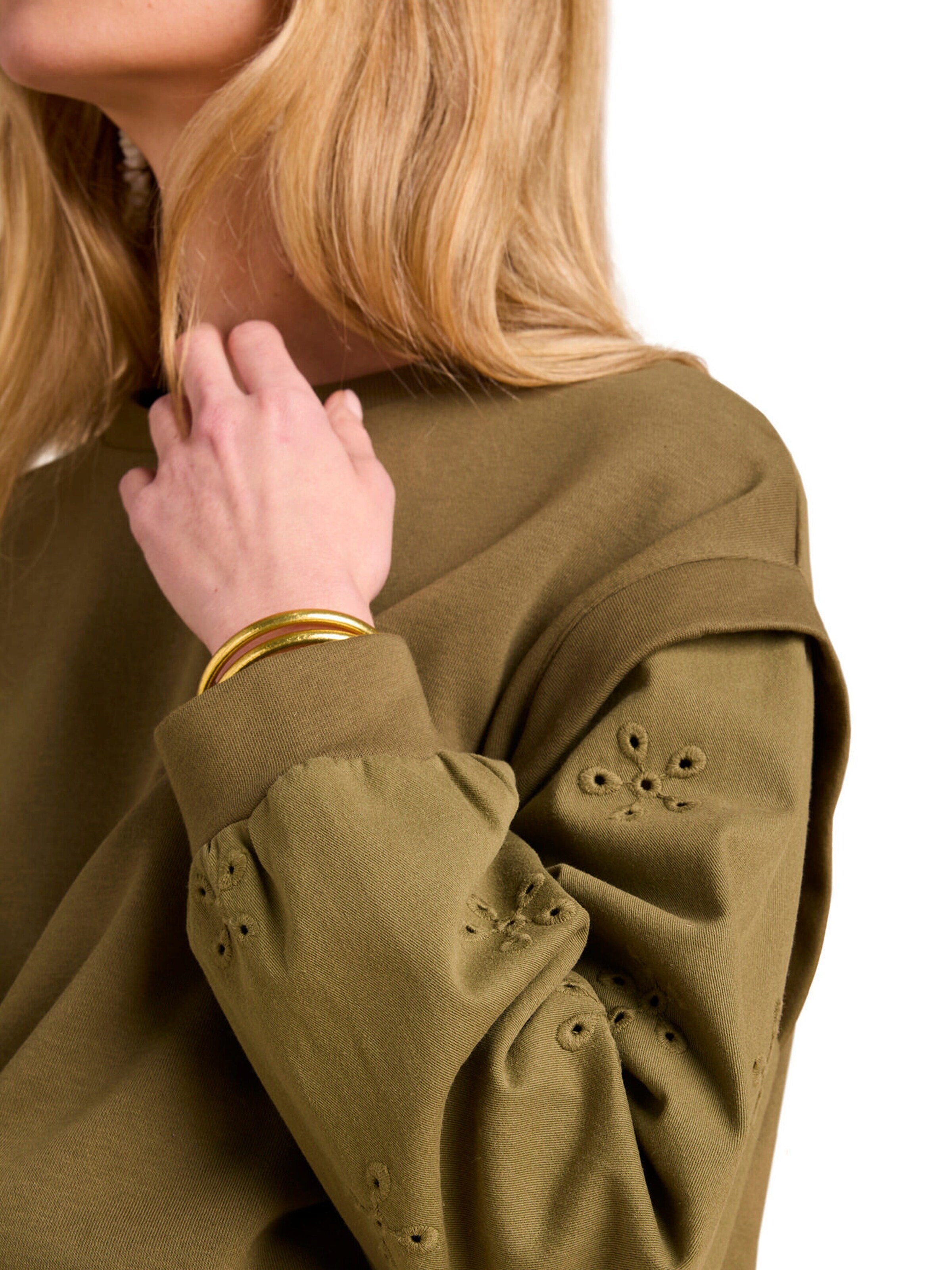 Envie de Fraise Umstands-Sweatshirt mit Materialmix khaki