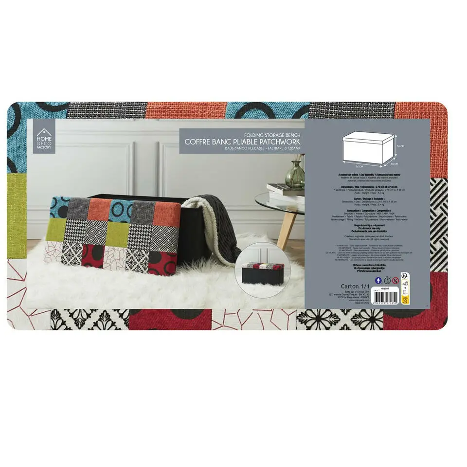 Home Deco Poef Multi color Tile - opbergbox - 76 x 38 cm