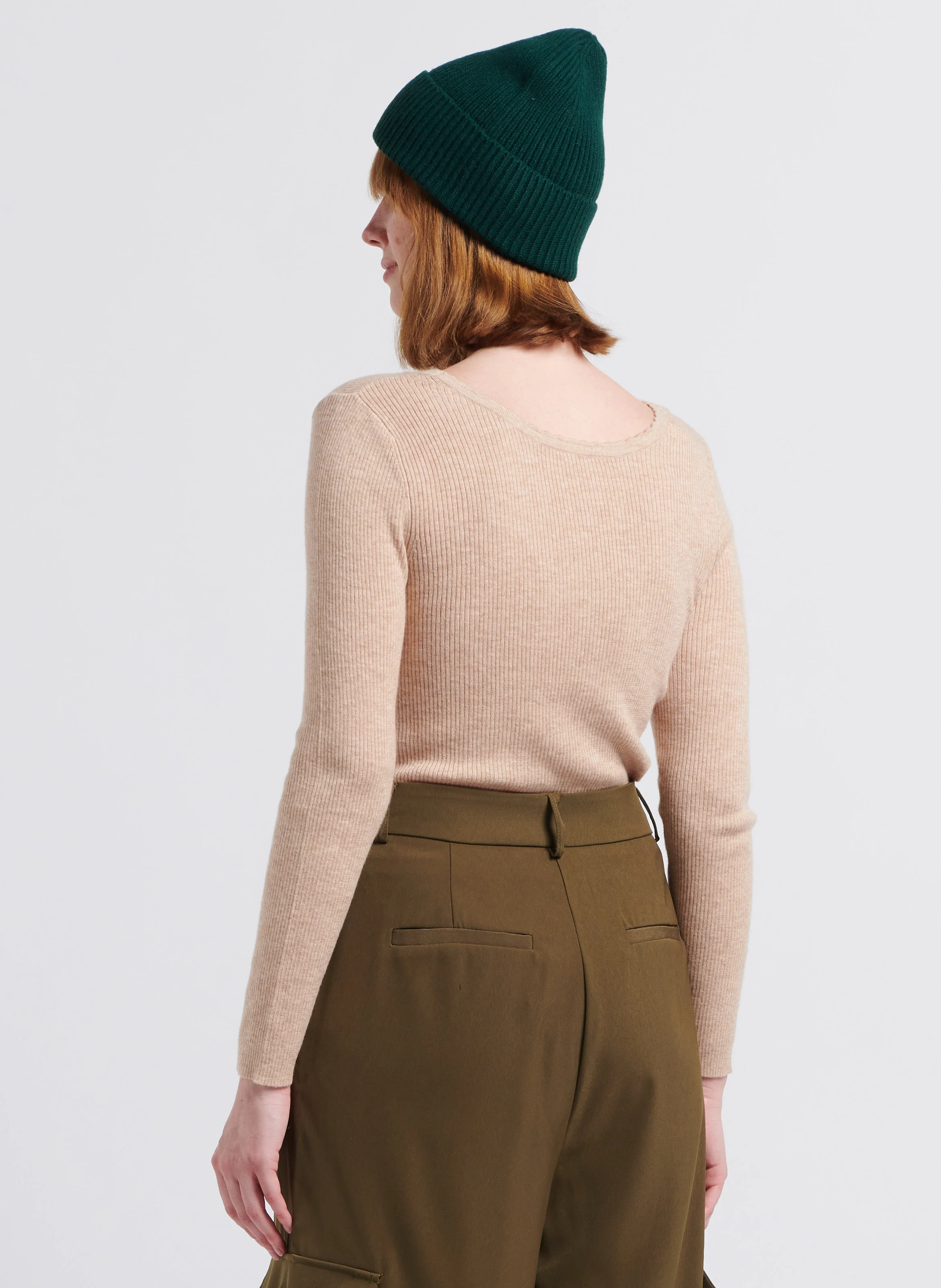 LAFAYETTE - Gilet col V en maille mélangée | Beige