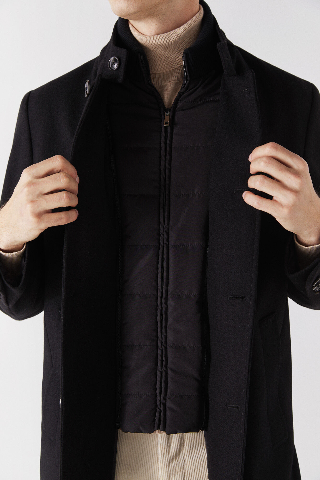 Casaco liso com estampa - Preto