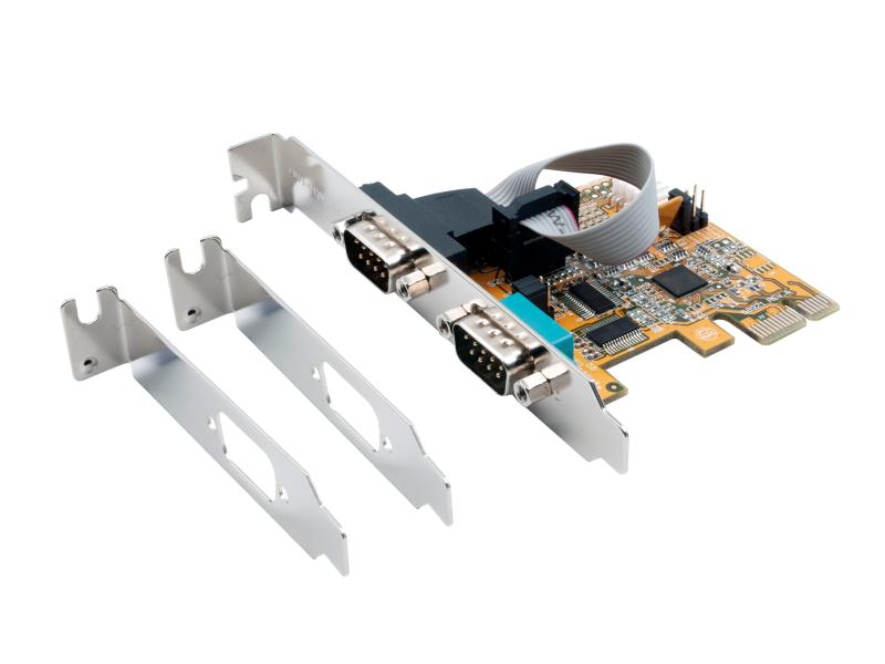 Exsys PCI-Express-Karte EX-44082 PCIe Schnittstellenkarte mit zwei RS-232 Ausgängen