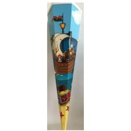 Goldbuch Schultüte Seeräuber mit weißer Borde und weißem Tüll, 85 cm, 6 eckig