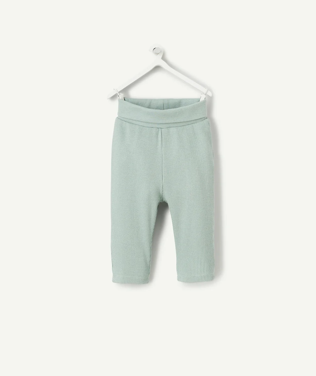 LEGGING BÉBÉ EN COTON BIO NID D'ABEILLE VERT POUDRÉ