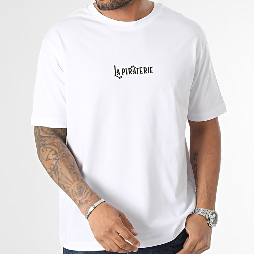 Tee Shirt Oversize Large Wave Logo Blanc Noir