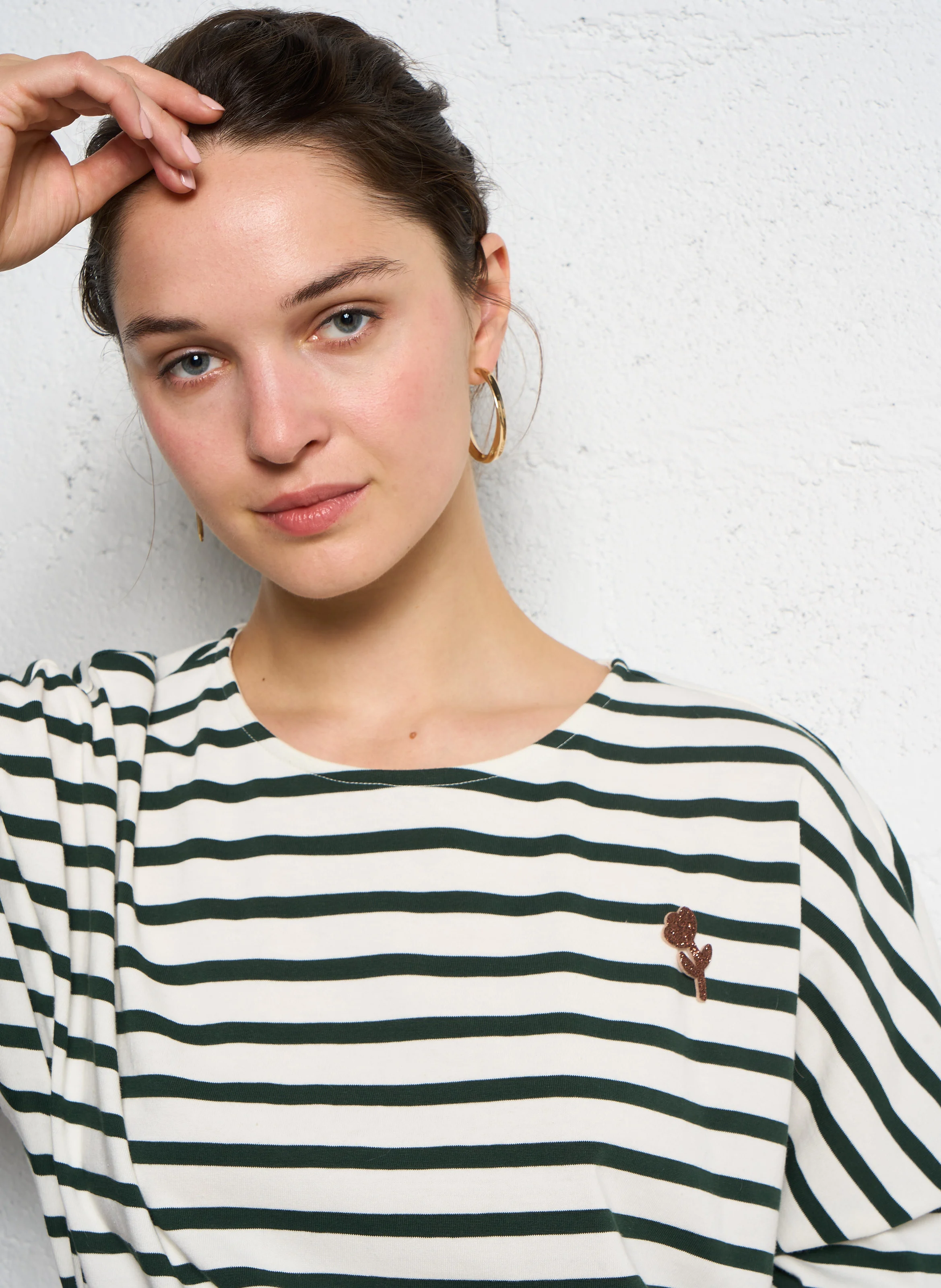 FILLY - Tee-shirt manches longues rayé en coton | Vert