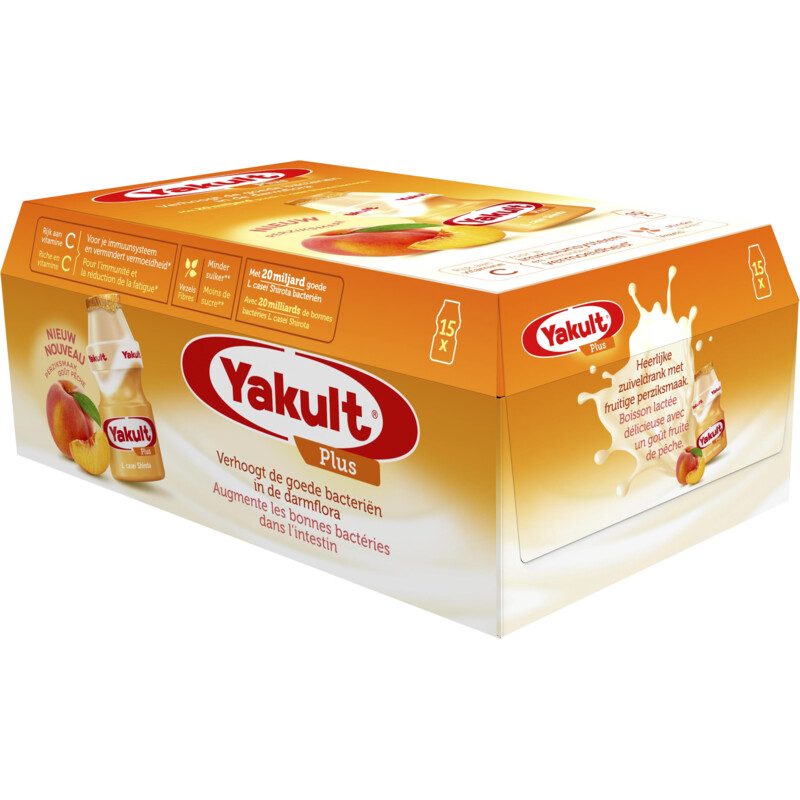 Yakult Plus perziksmaak 15-pack