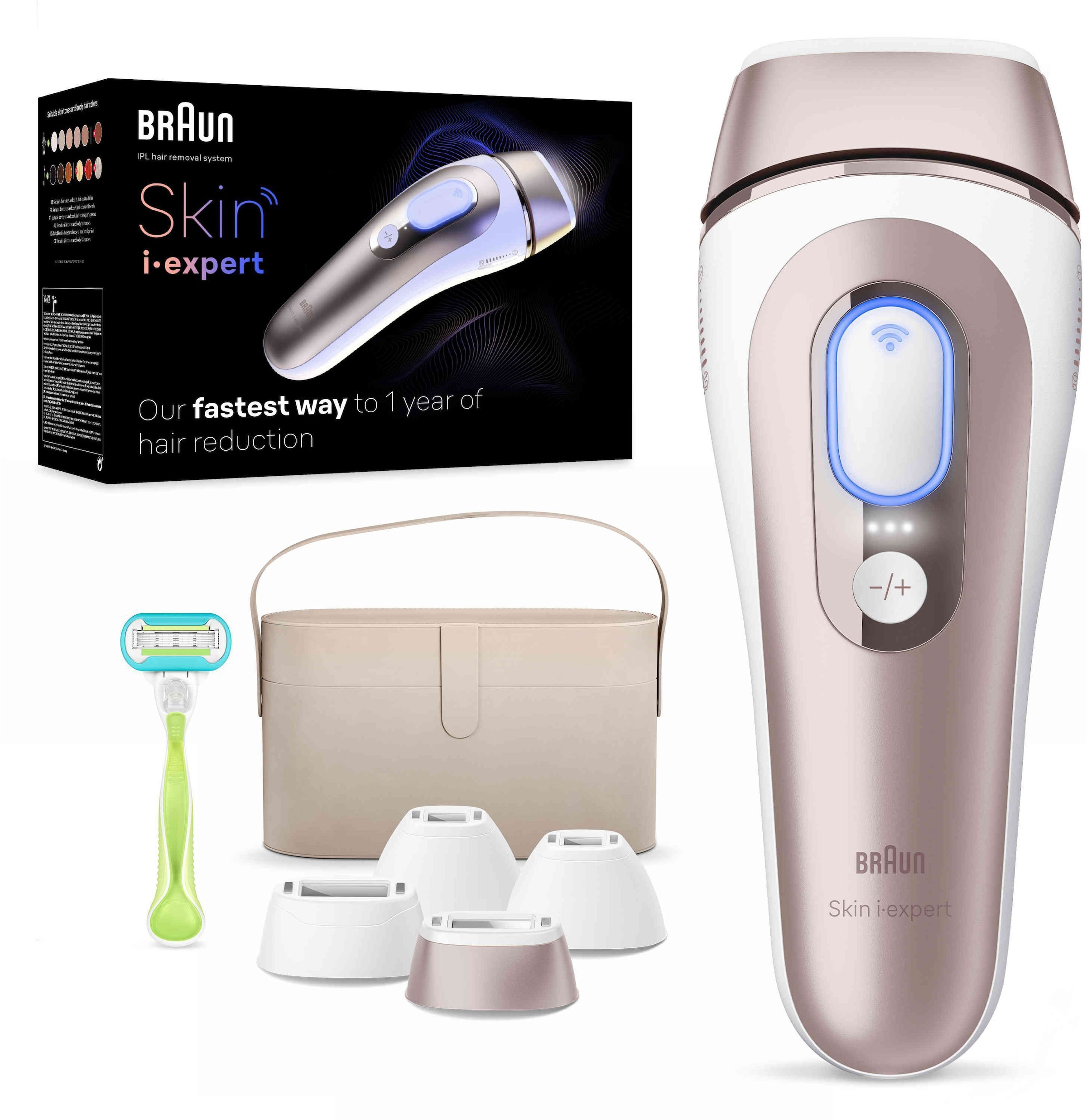 Braun IPL-Haarentferner »Smart Skin i·expert PL7387« 4 Aufsätze für Gesicht & Körper, Venus Rasierer & Aufbewahrungsbox