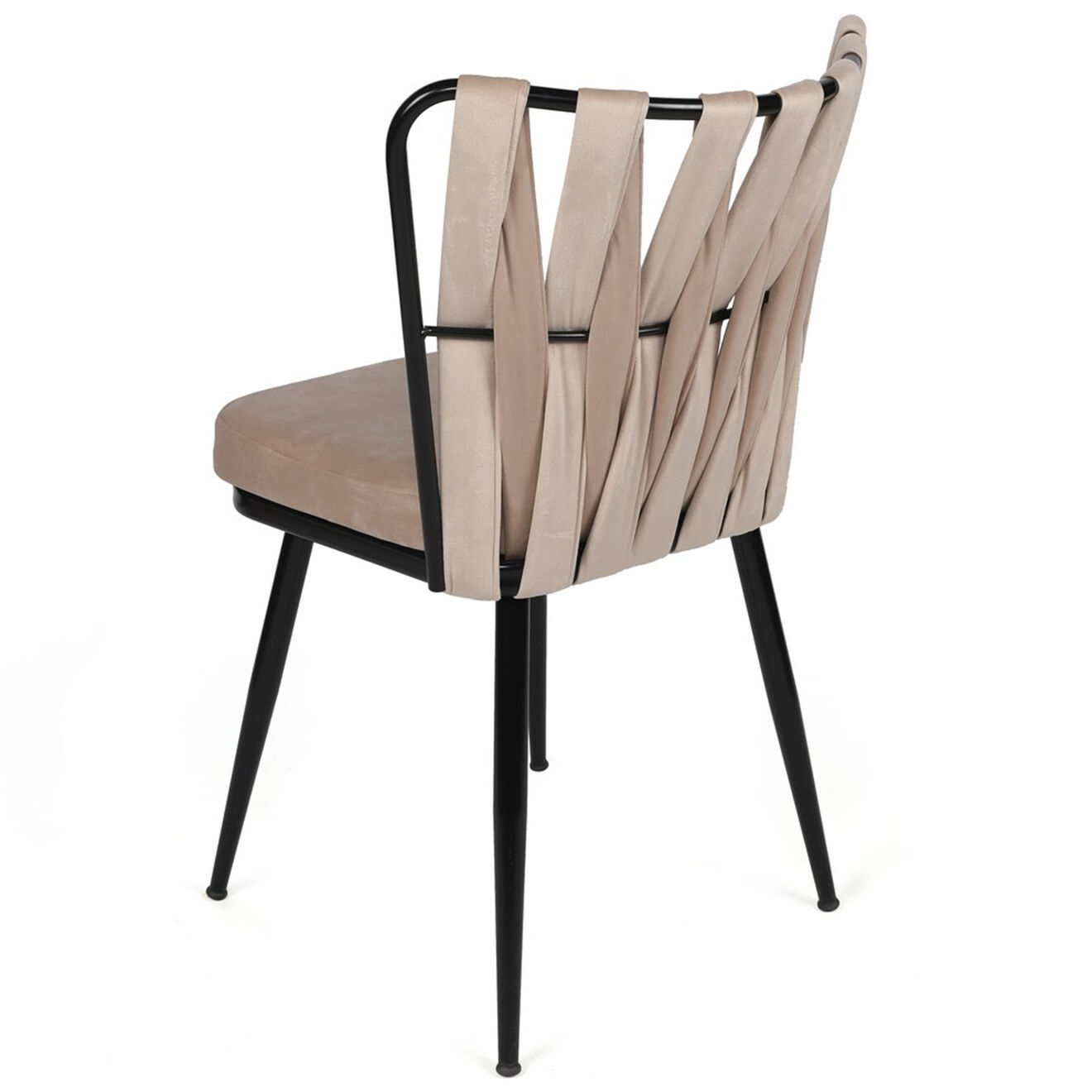 Wooden Art 2 Chaises Kusakli crème/noir - 43x82x43 cm