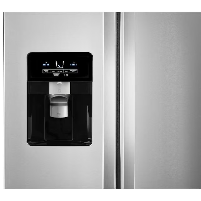 Refrigerador Whirlpool Side-by-Side de 21,4 pés cúbicos com máquina de gelo (aço inoxidável resistente a impressões digitais)