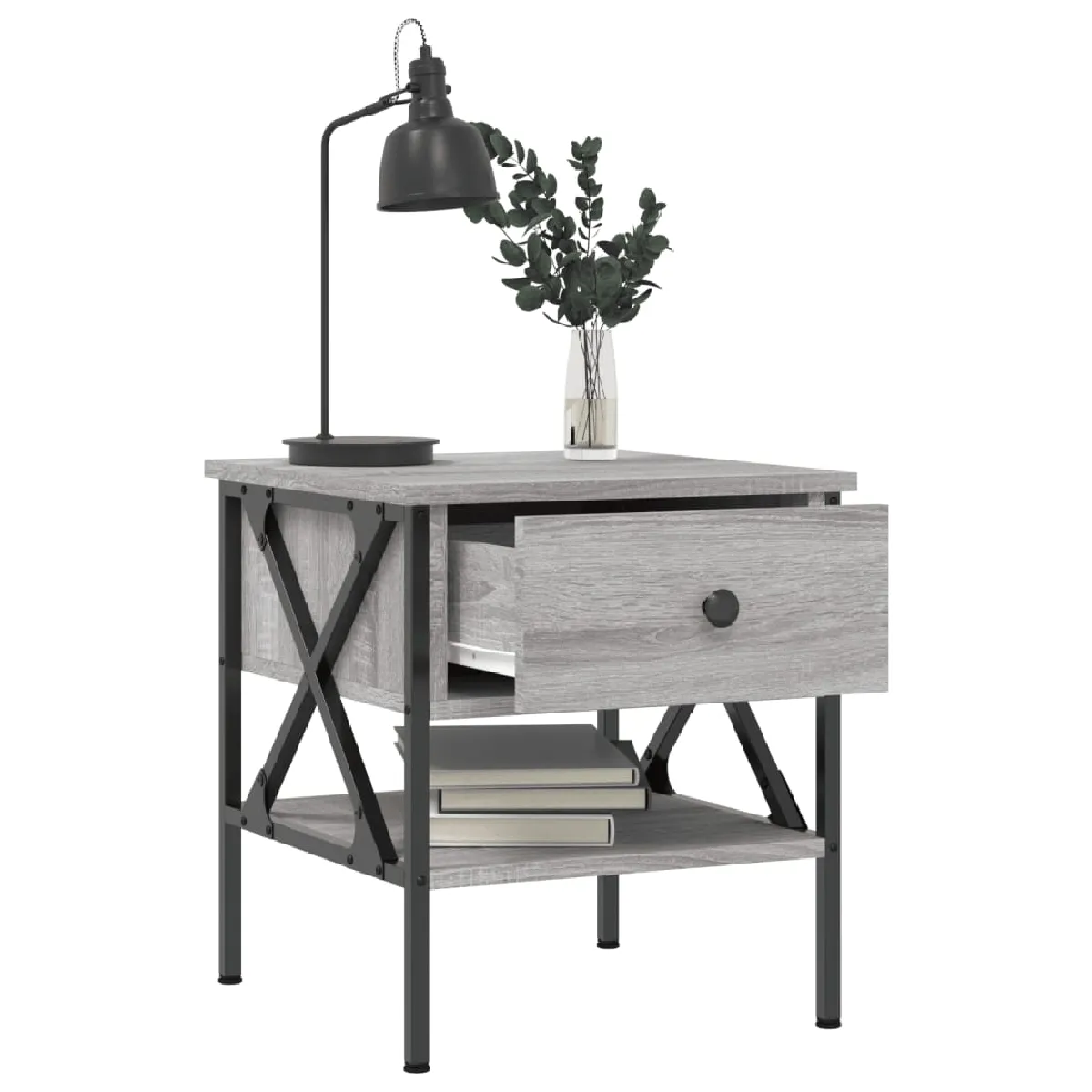 Vidaxl VIDA XL - Tables de chevet sonoma gris avec cadre en fer
