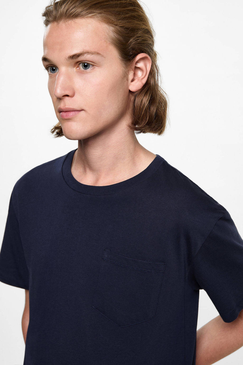 MANGO TEEN pyjama met streepdessin donkerblauw/lichtblauw