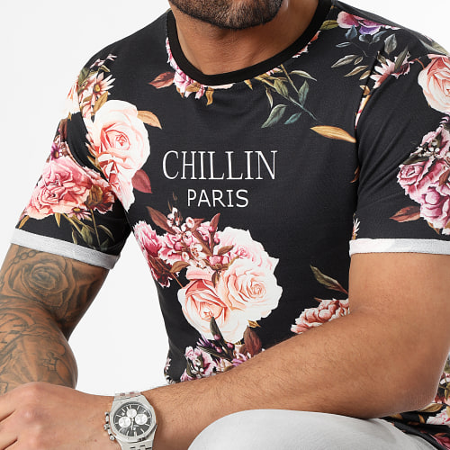 Tee Shirt Oversize T282 Noir Floral