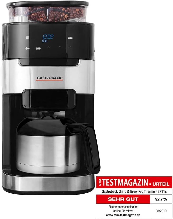 GASTROBACK Kaffeemaschine Grind & Brew Pro Thermo, Silber, Schwarz