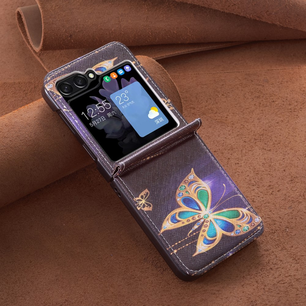 Samsung Galaxy Z Flip7 FE / Z Flip6 Leder Hardcase Schutzhülle - Edler Schmetterling