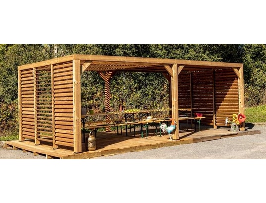 HABRITA - Pergola grandes dimensions en bois - toit et 2 murs en vente...