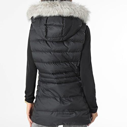 Doudoune Sans Manches Capuche Fourrure Femme Tyra Down 9744 Noir