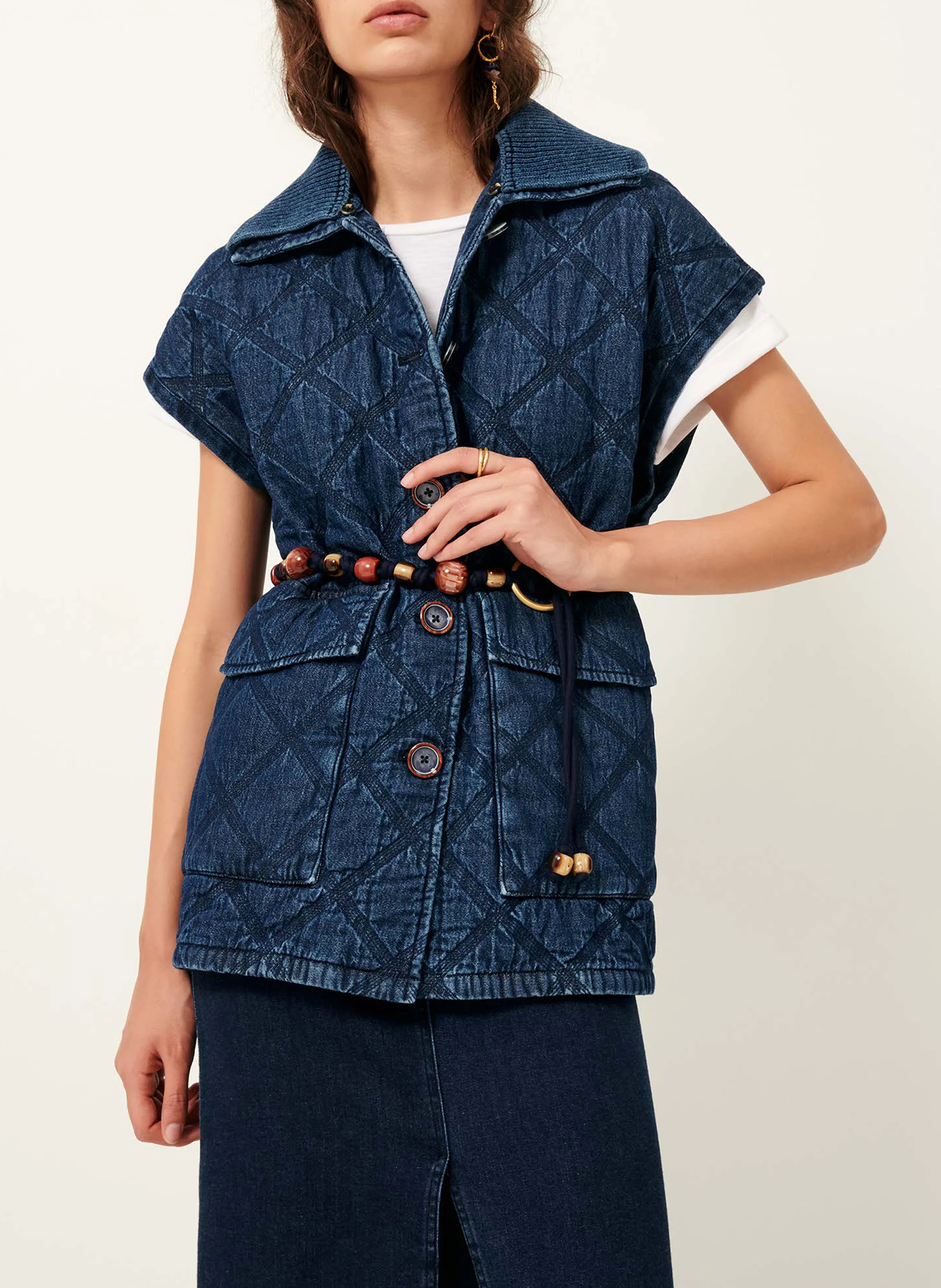 ELK BAY - Veste sans manches denim en coton | Bleu