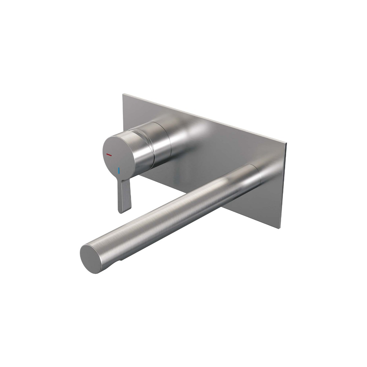 Brauer Brushed Edition ColdStart wastafelkraan inbouw rechte uitloop met achterplaat model E2 RVS geborsteld PVD