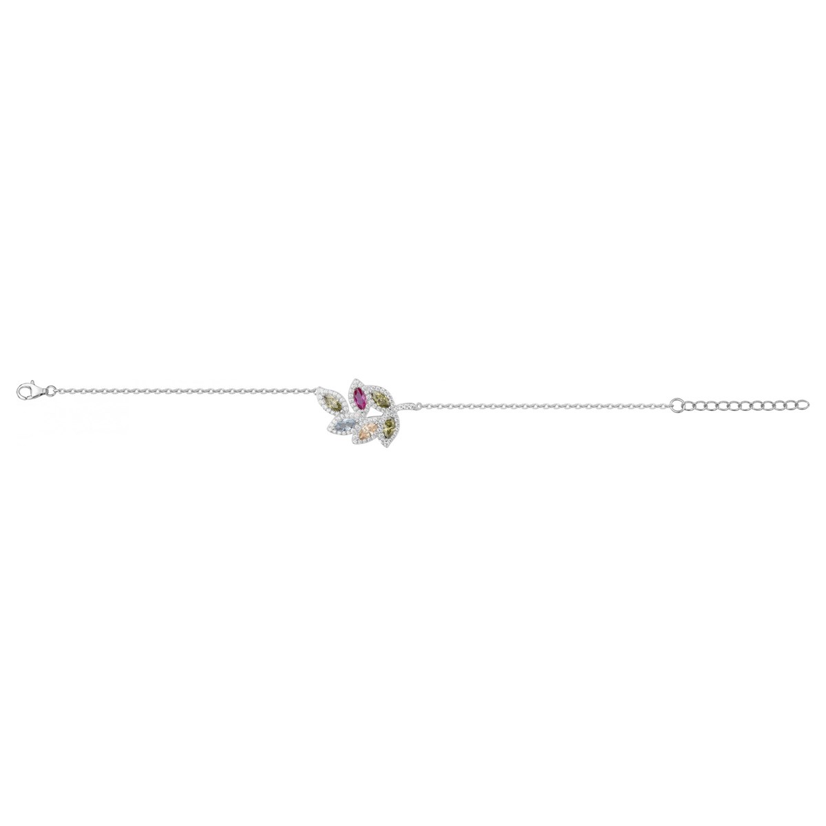 Bracelet souple mono-motif en Argent avec oxyde de zirconium multicolore