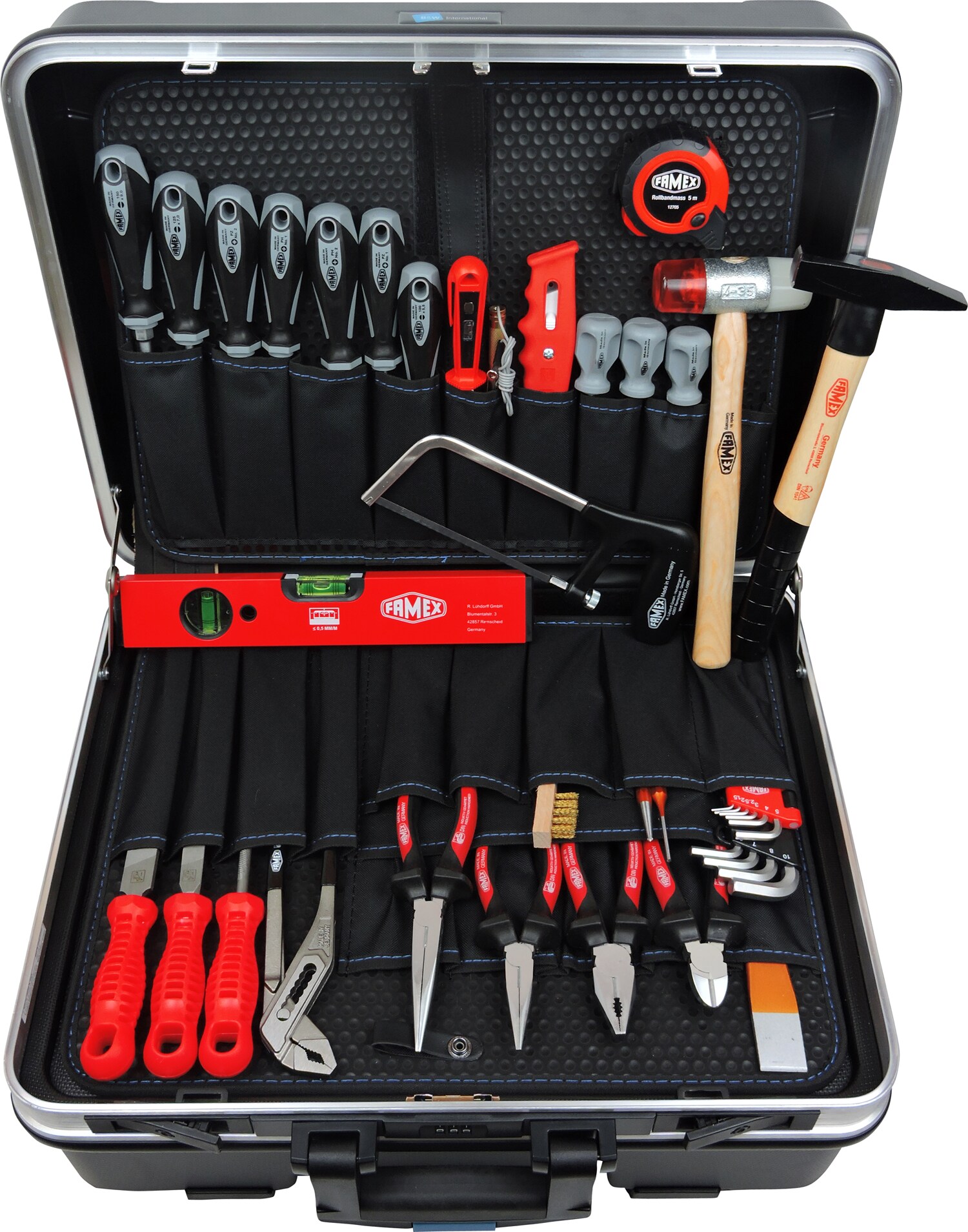 FAMEX 606-18 Bestückter ABS-Werkzeugtrolley mit hochwertigem Profi Werkzeug Set und Steckschlüsselsatz - High-End Qualität