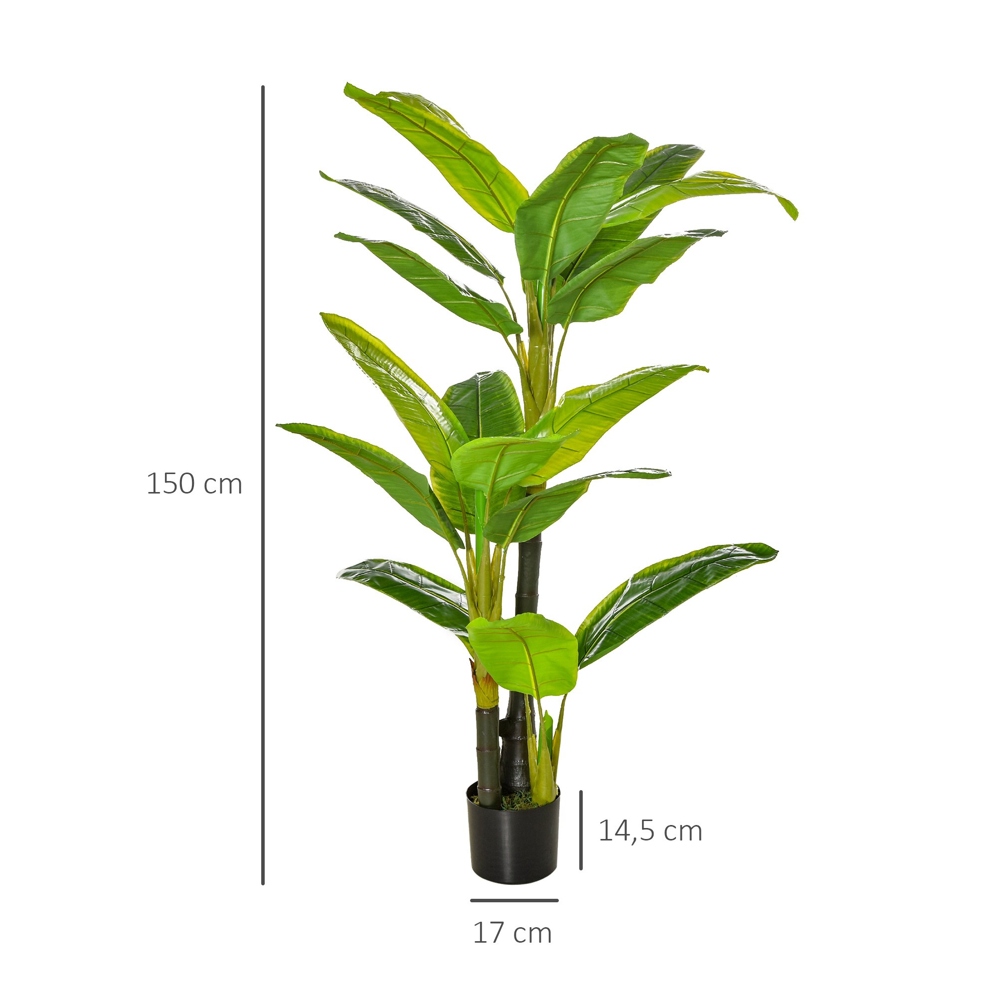 HOMCOM künstliche Pflanze mit Bananenbaum Design grün 17L x 17B x150H cm