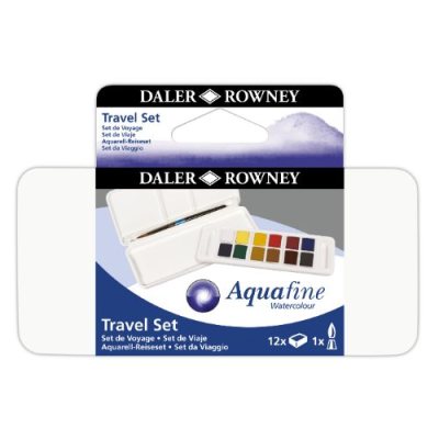Daler Rowney Aquafine Watercolour Paint 12 Half Pan Travel Set