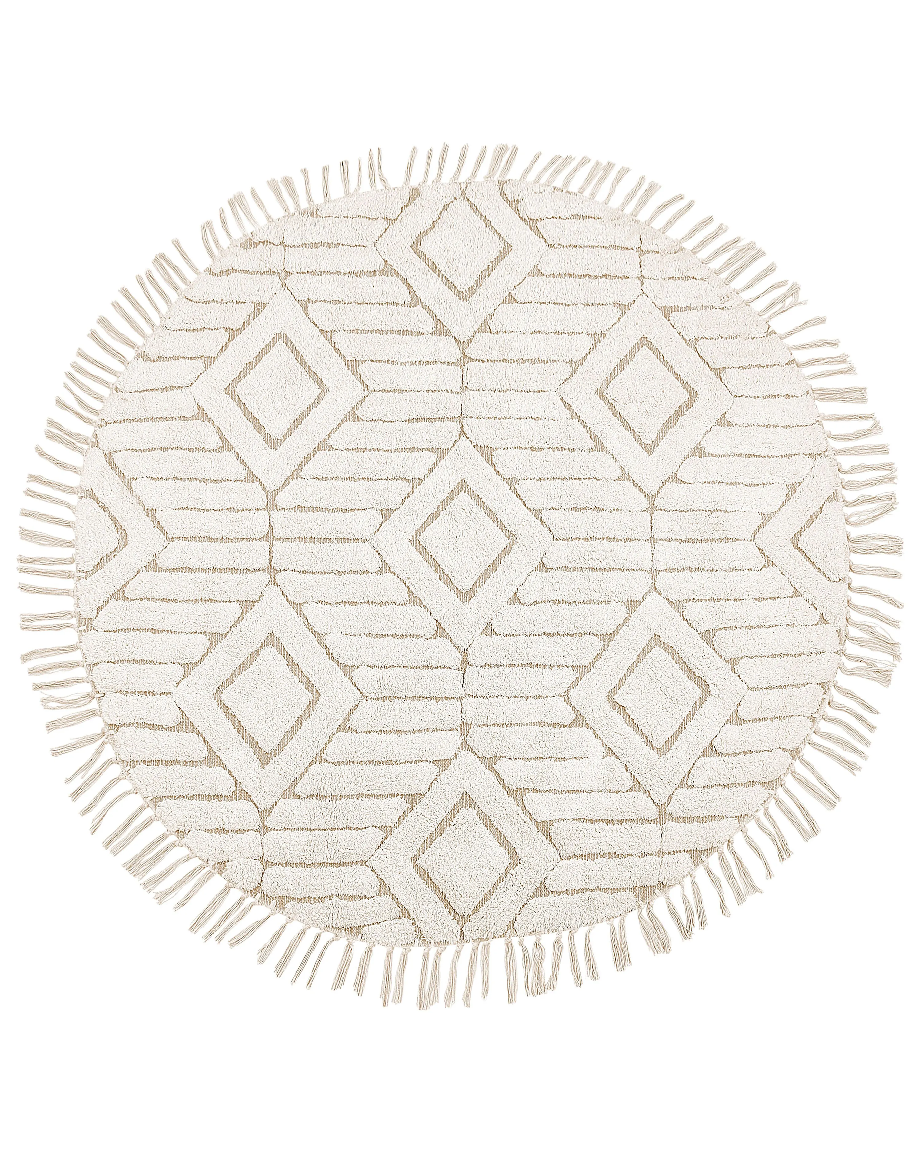 Vloerkleed HORASAN Lichtbeige ø 140 cm Katoen