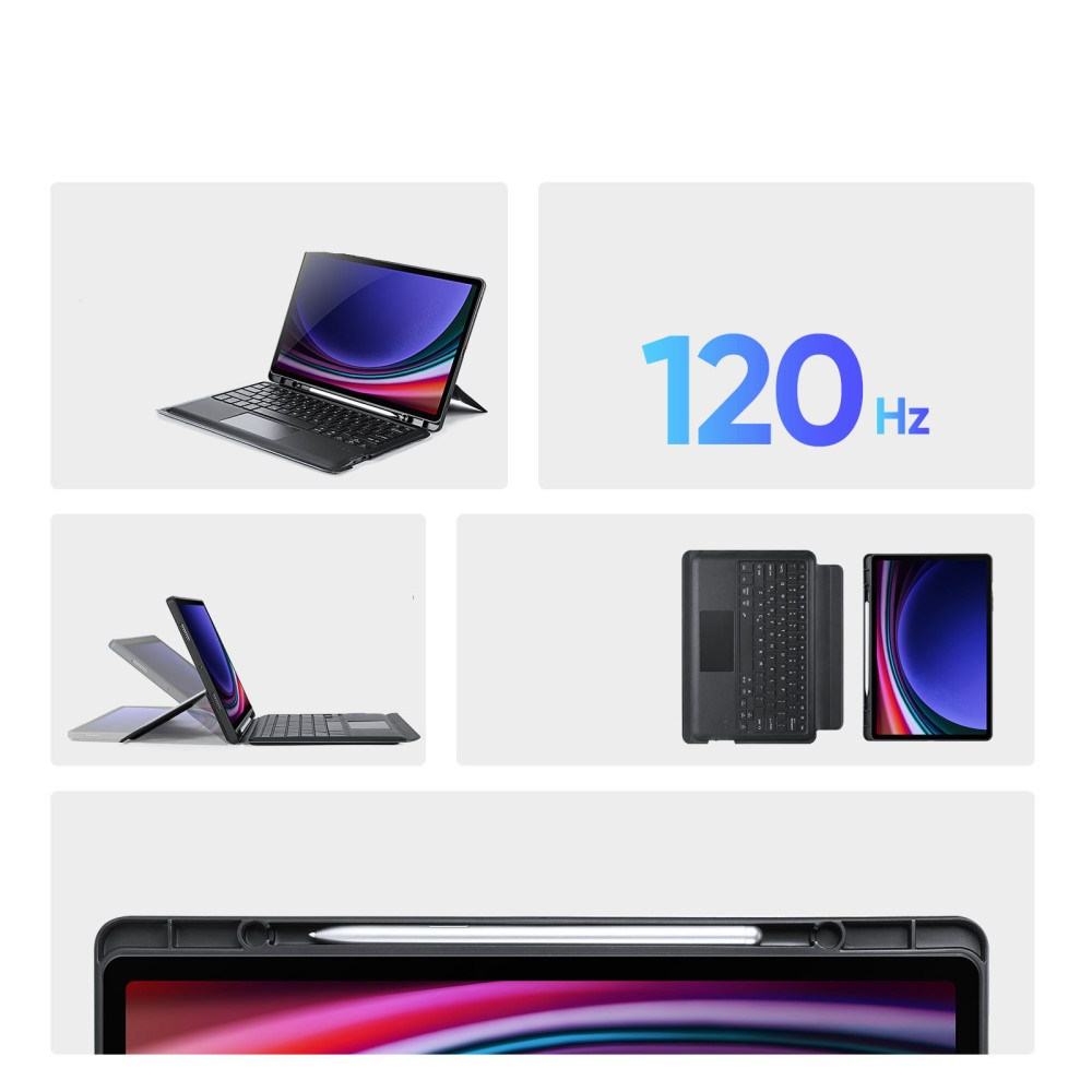 2in1 Samsung Galaxy Tab S10  Plus Leder Tasche Magnetische Bluetooth Tastatur   S-Pen Halterung (QWERTY) - Schwarz