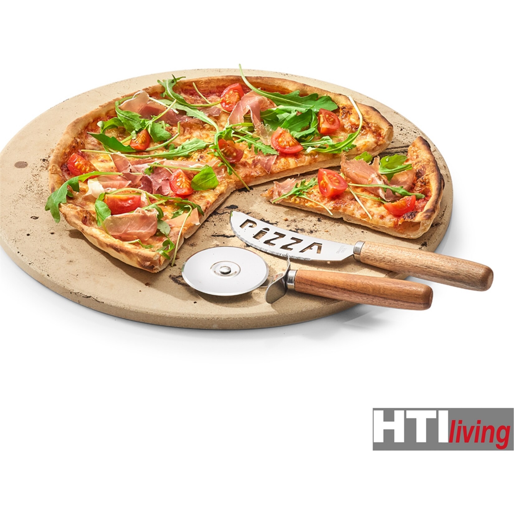 neuetischkultur Pizza-Schneide-Set, 2-teilig Akazie, Edelstahl