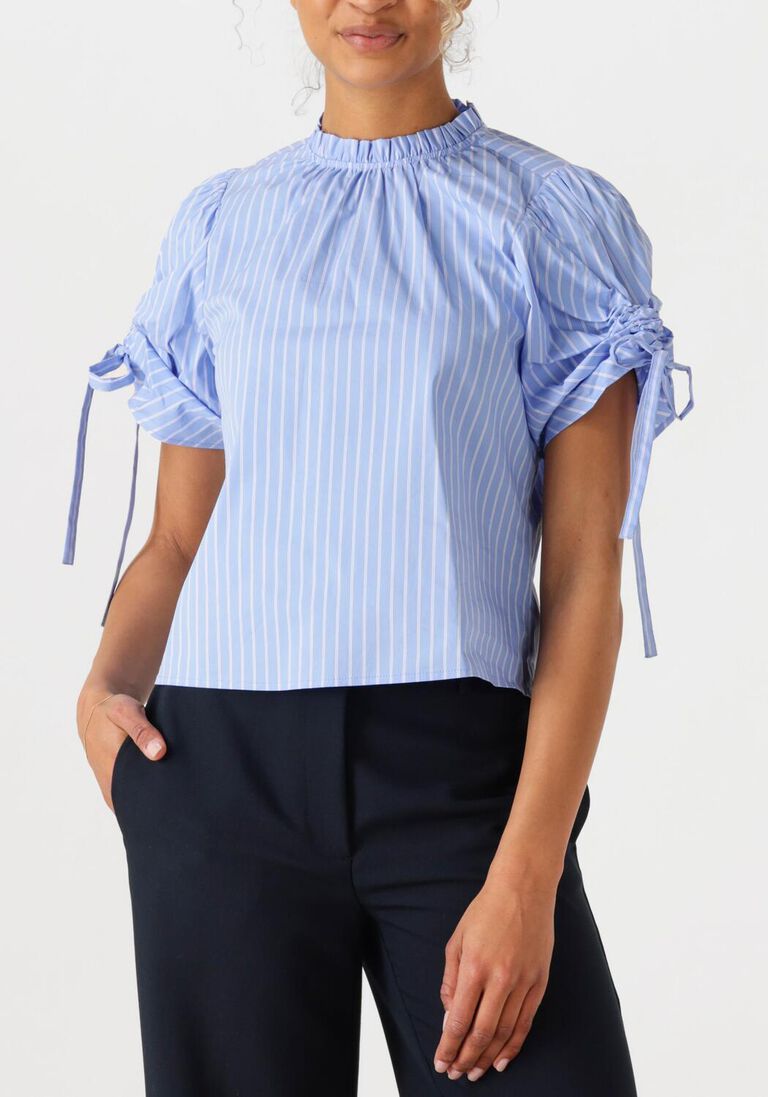 lichtblauwe co'couture blouses diviacc puff ss blouse