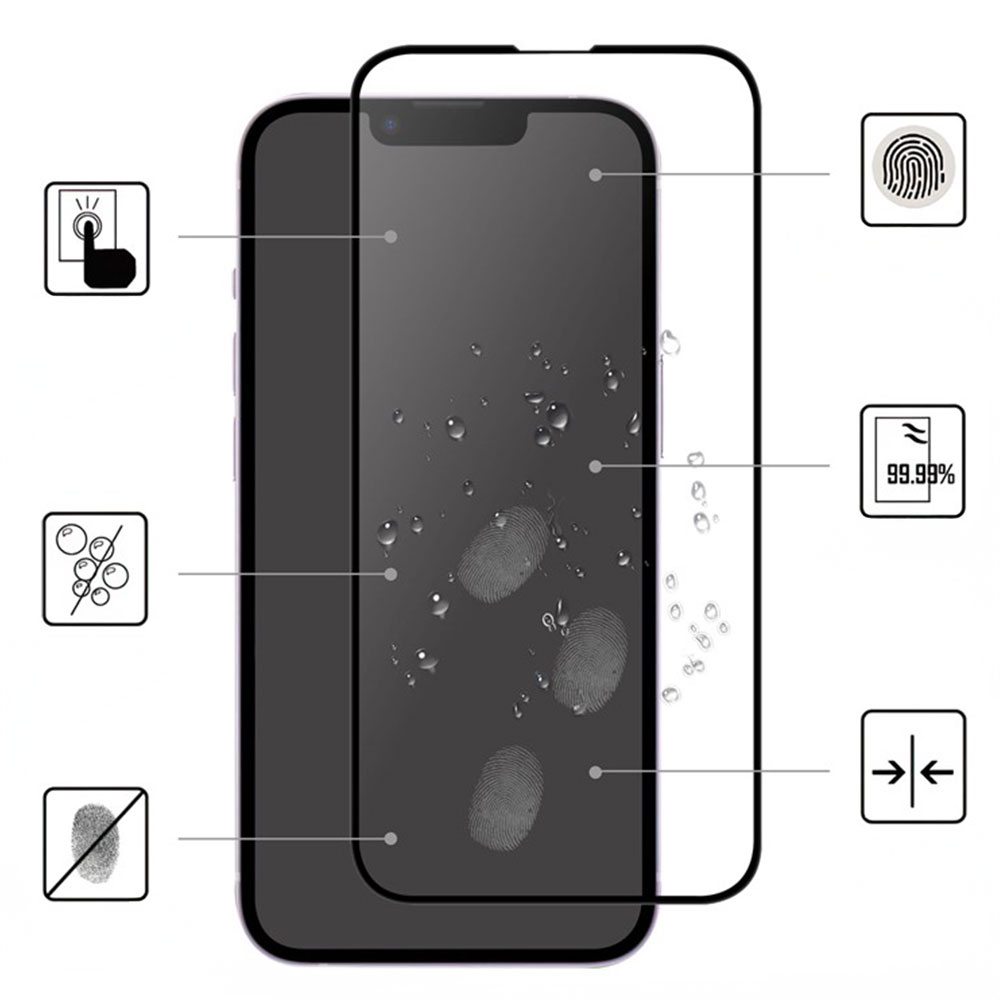 iPhone 16e Full-Screen Vollbild Glas Display Schutz mit Rahmen - Schwarz