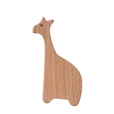 (4er Set) Holz Garderobe Wandhaken Kinder Kleiderhaken - Safari Tiere