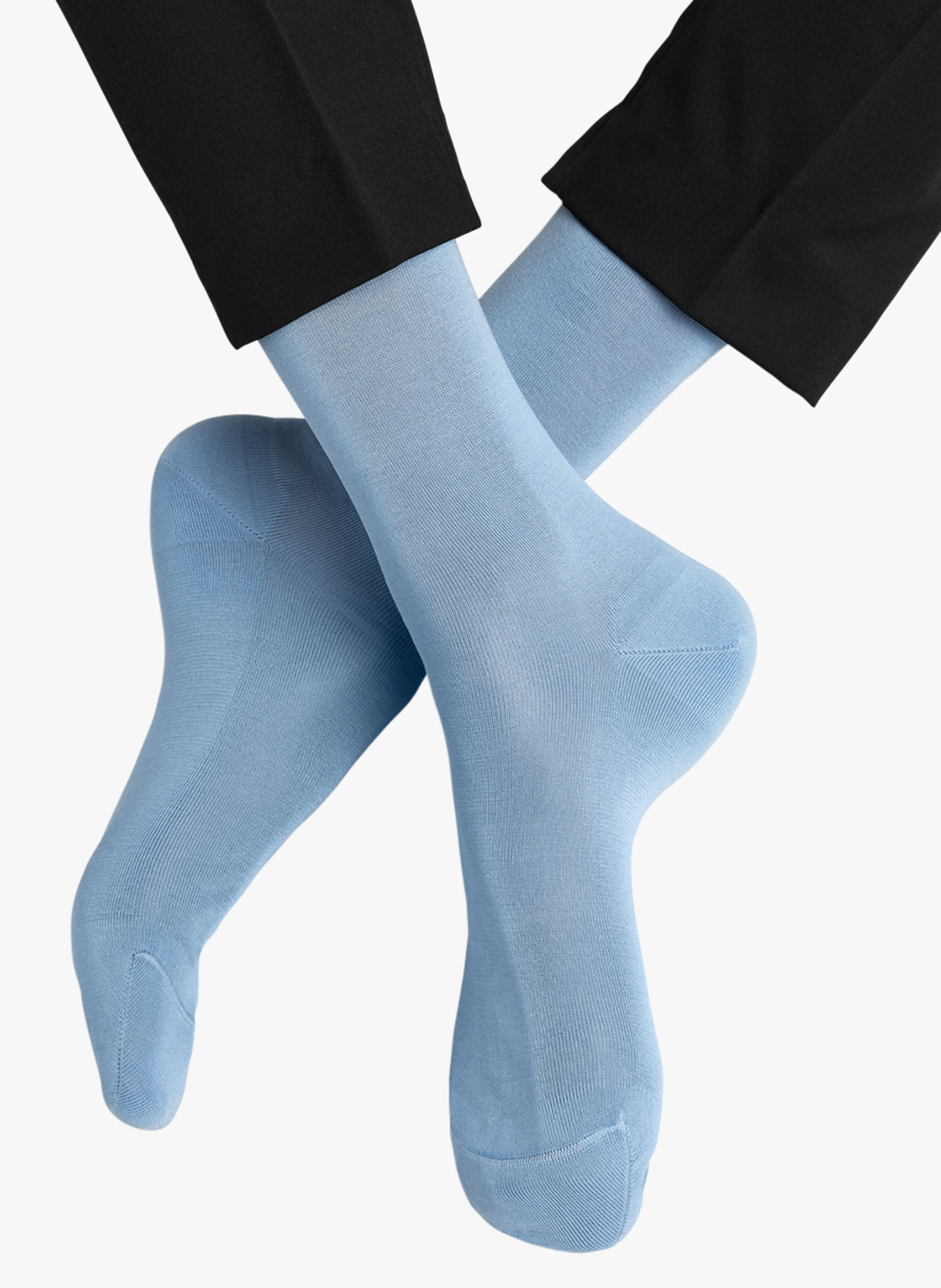 Chaussettes à bords-côtes en coton | Bleu
