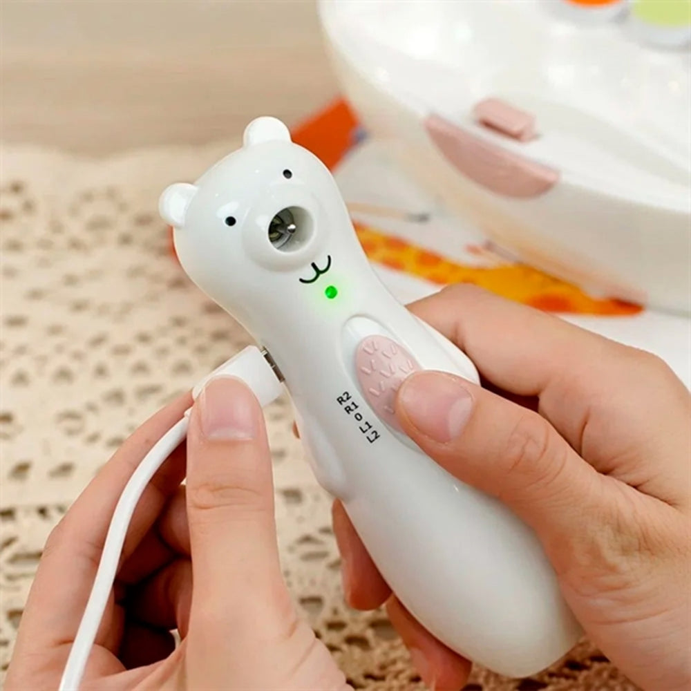 Happii Bear Baby Neglefil Genopladelig White
