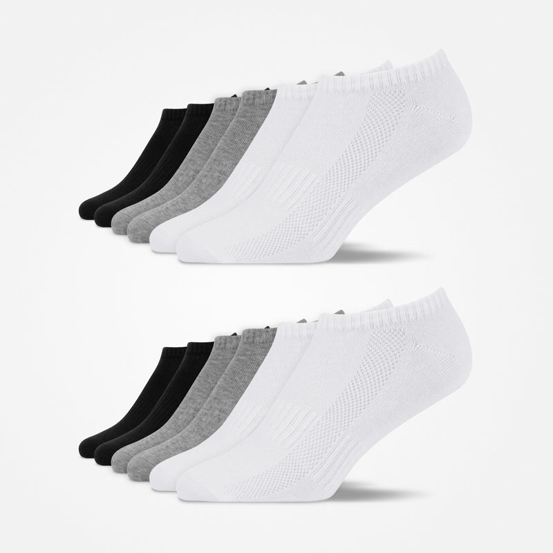Premium Sneaker Socken aus Bambusviskose Mix (Schwarz/Weiß/Grau)