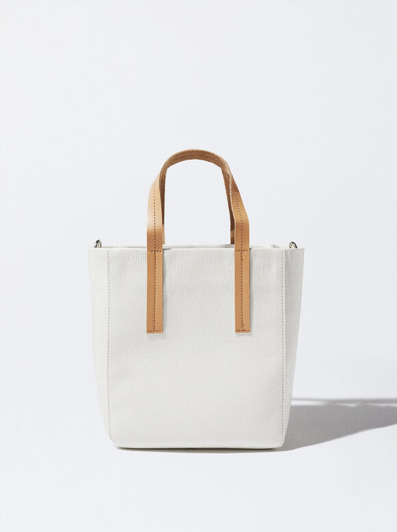 Bolsa tote personalizável em couro envernizado - Cru