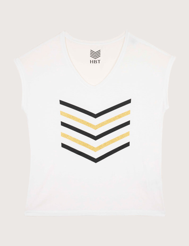 HBT BASICS | JUSTINE MODAL BLANC NOIR GOLD