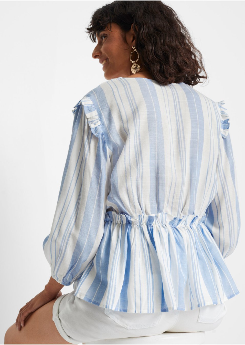 Blouse rayée à ruchés