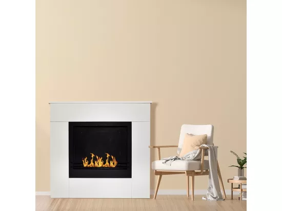 Cheminée à bioéthanol en bois blanc Michelangelo 96x36x90h