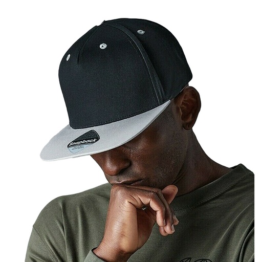 Boné/Viseira Beechfield Snapback, 2 cores, 5 painéis (pacote com 2)