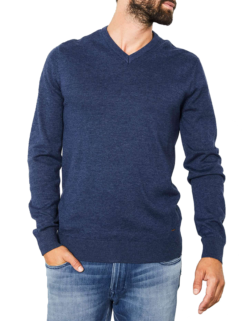 PETROL IND PULL HOMME À COL V DEEP CAPRI