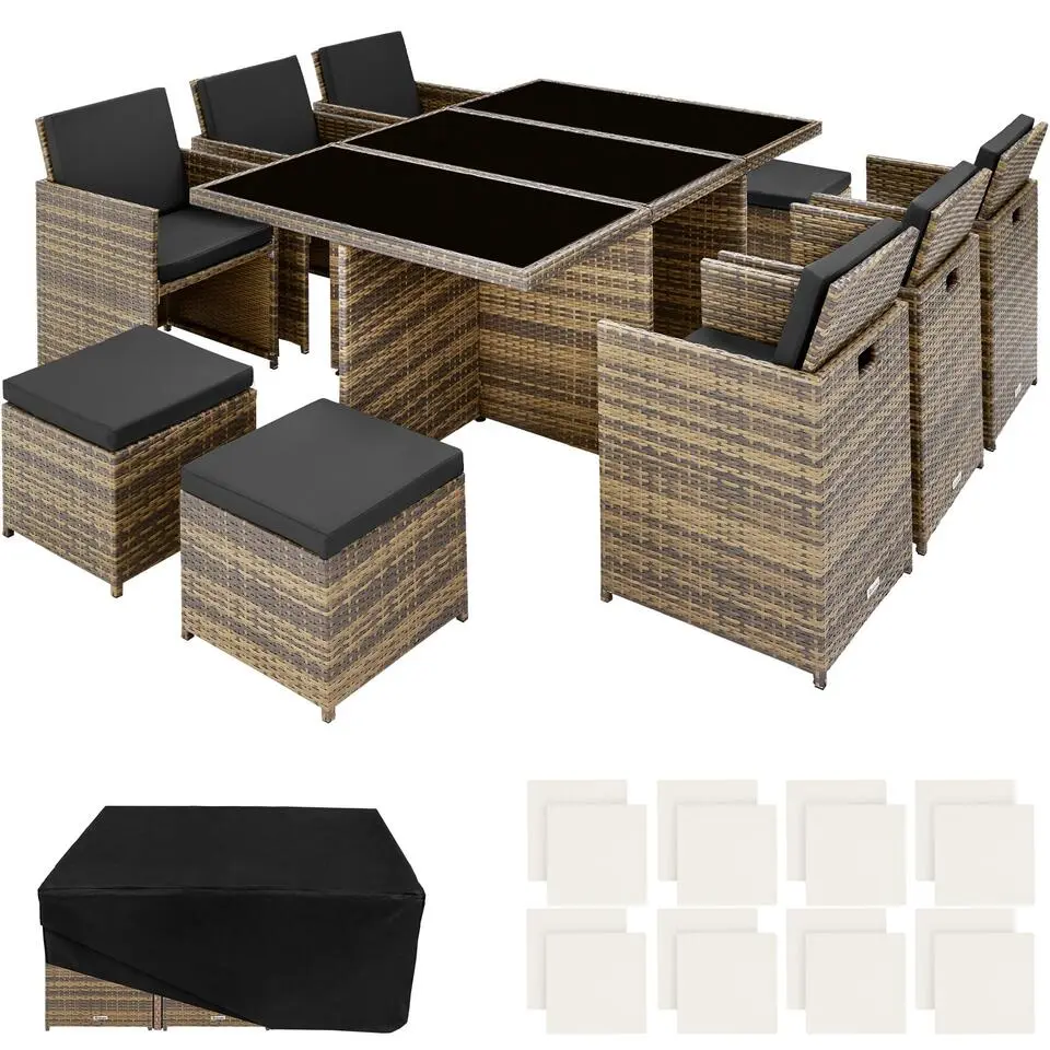 tectake - tuinset New York- incl. 2 overtreksets - natuurkleur
