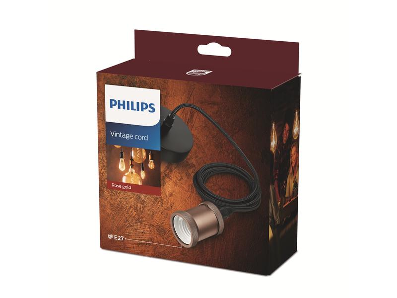 Philips Pendelleuchte Vintage E27, Rosegold Schnurpendel